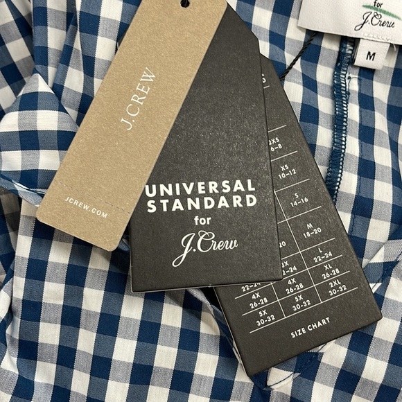 Universal Standard for J.Crew NWT Blue White Gingham Tie Sleeve Cutout Shirt - Picture 13 of 16